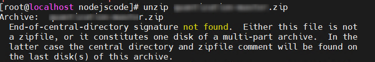 Linux Unzip Error: End-of-central-directory signature not found - Solution