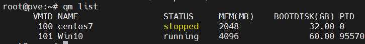 Common Command Line Management Commands for PVE Virtual Machines
